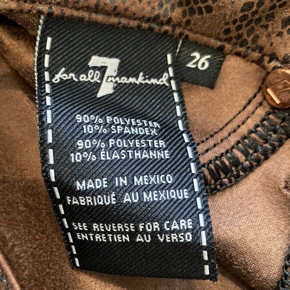 Seven for all mankind brown with black snake, skin, print skinny jeggings 26 - Picture 6 of 9